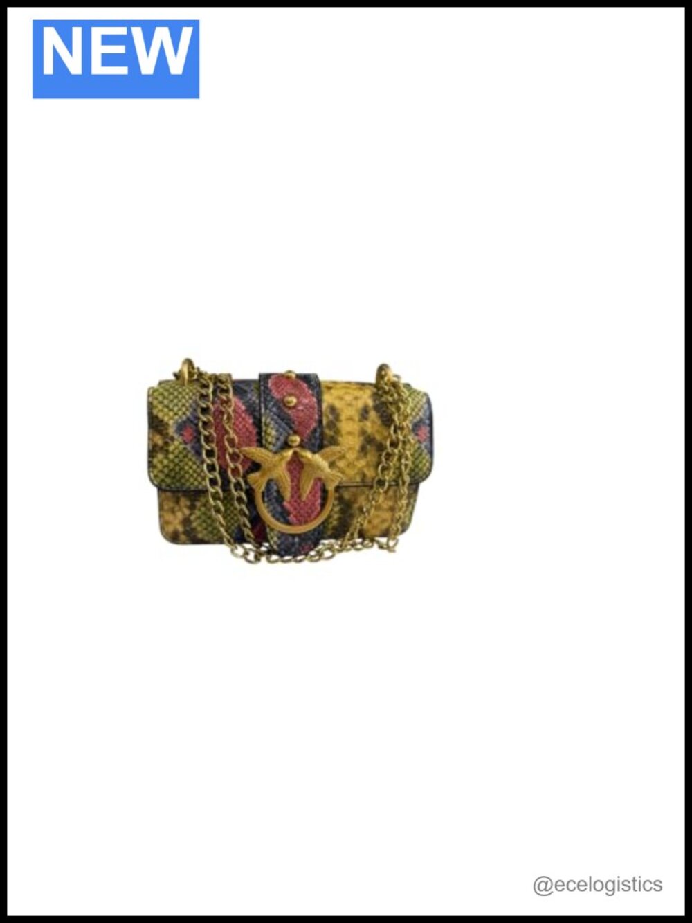Faux Leather Snake Print Crossbody Bag with Chain Strap Women's Shoulder Purse